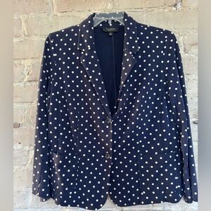 Talbots Navy and White Polka Dot Blazer
